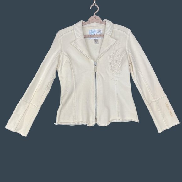 Cirque Du Soleil Jacket Womens Large Cream Zip Up Embroidered Performance Circus - Picture 1 of 11